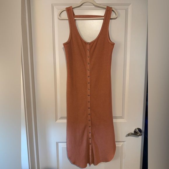 Anthropologie Daily Practice Sundarban Midi Dress Orange Pink Tank Medium EUC - Picture 5 of 9